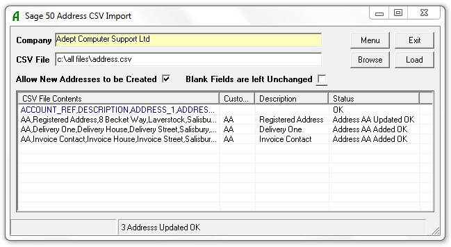 Address CSV Import