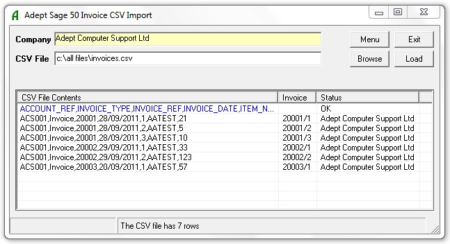 Invoice CSV Import