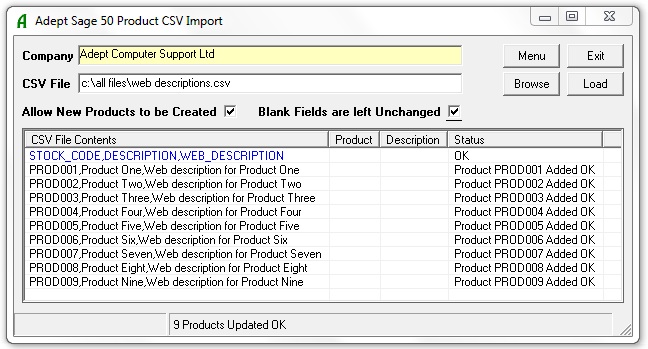 Product CSV Import