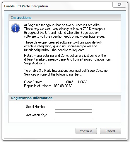 Sage Enable 3rd Party Software